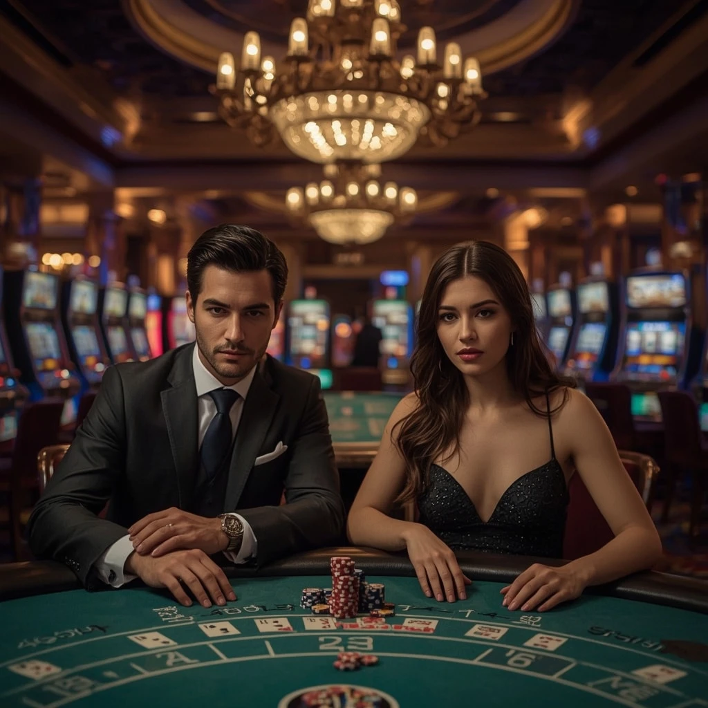 Deux joueurs jouant au poker au Casino Action